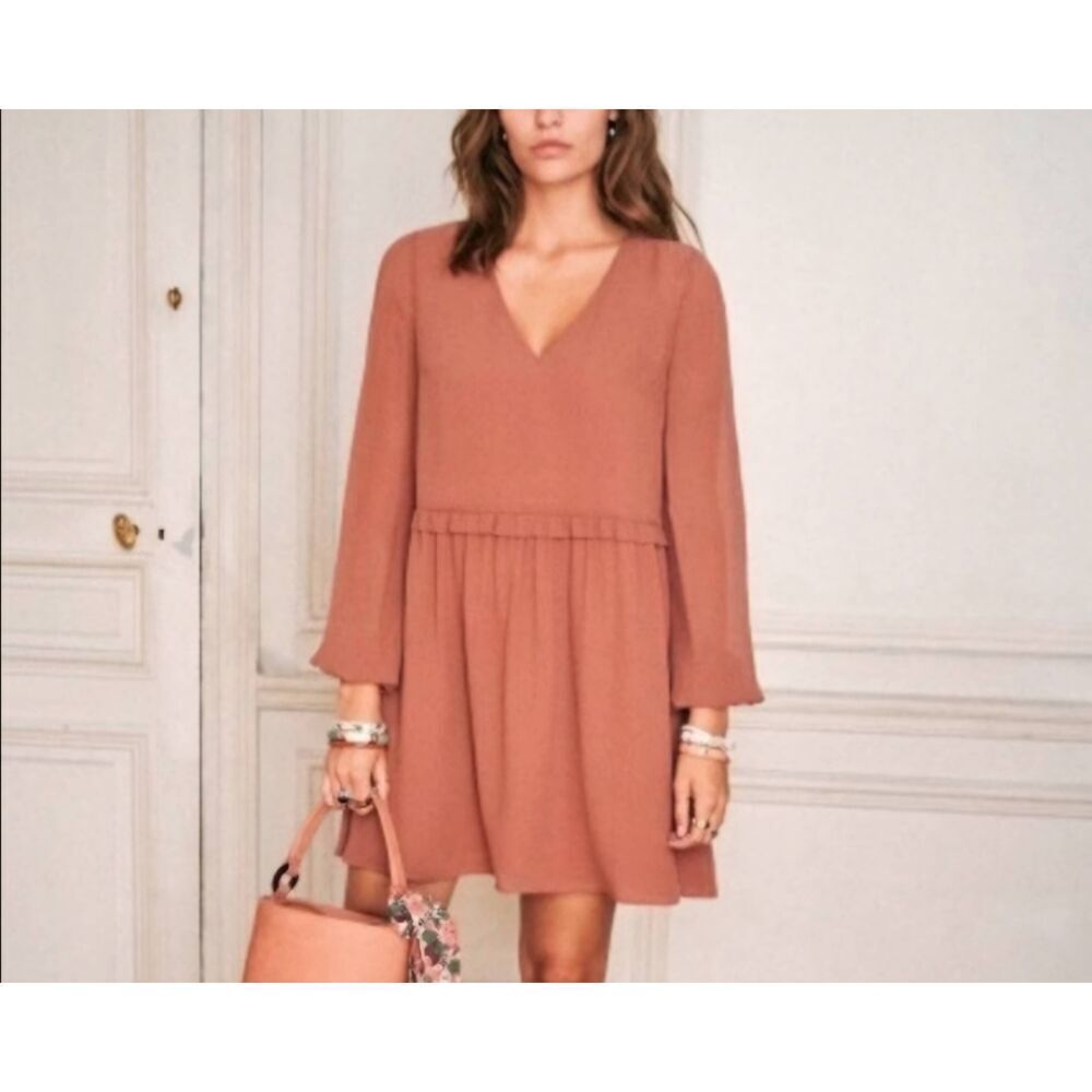 Sezane Penelope Silk Dress In Rosewood  Size 36 (U.S 4)